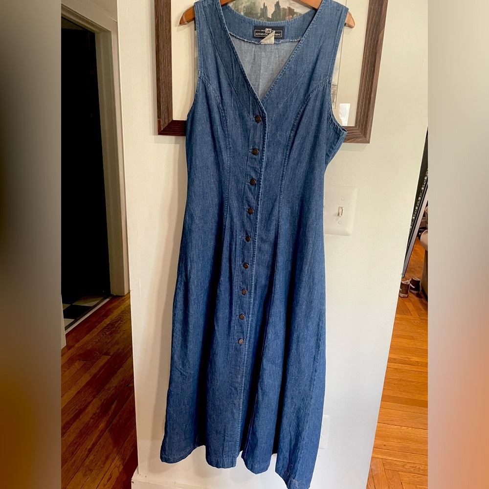 Vintage 90s Lee denim midi dress button front